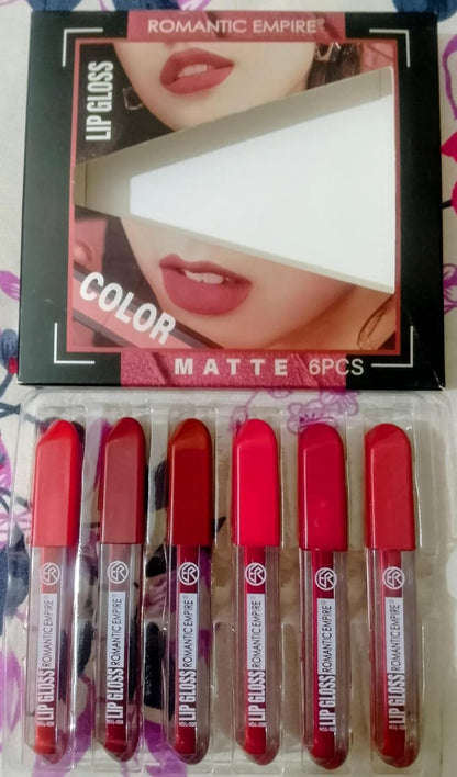 Romantic Empire High Pigmented Matte Lipgloss, 6 Pcs,Shades Of Red