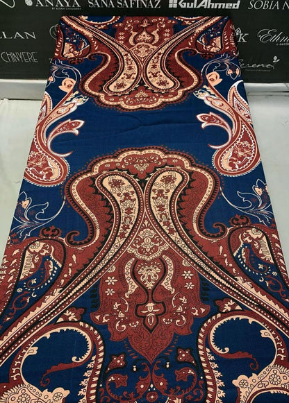 3 Pcs Women's Unstitched Khaddar Embroidered Suit