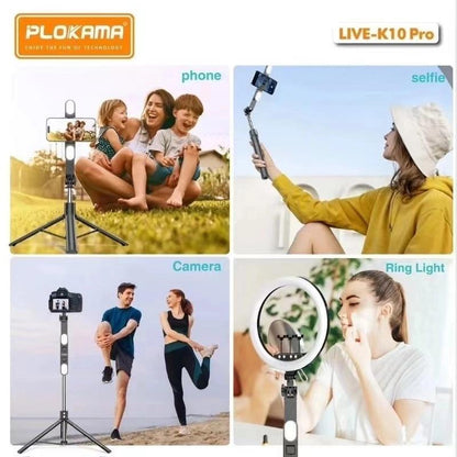 Live K10 PRO 6.5ft Tripod Stand with Ring Light, Bluetooth, Selfie Stick, DSLR/Mobile Stand