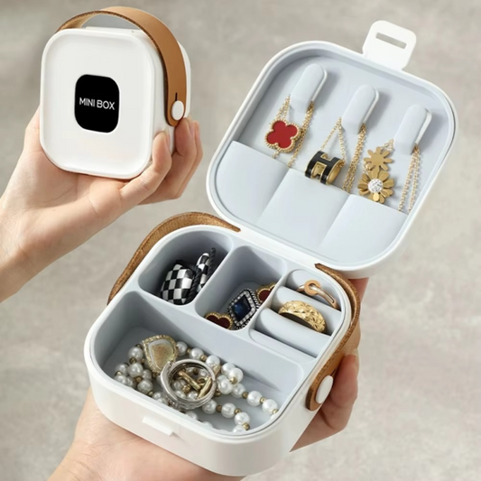 Travel Jewelry Organizer | Portable Storage Box with Mirror – Compact Ring, Earring & Necklace Case