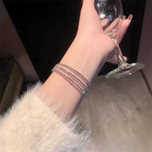 3-in-1 Elegant Zircon Bangle Set for Women – Silver & Gold Plated Bangles with Sparkling Zircon Stones | Stylish Jewelry QPT-996