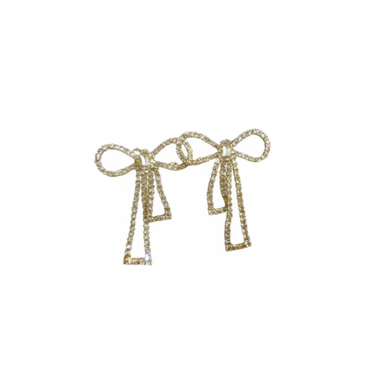 PQT-985 Bow Shape Zircon Korean Earrings – Elegant Golden Color Women’s Jewelry